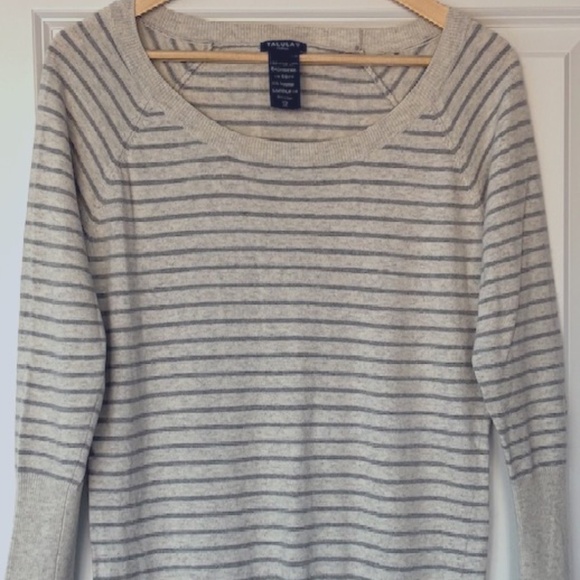 ARITZIA Talula Cashmere and Angora Blend Long Sweater Oatmeal Stripped Size S - Picture 1 of 3